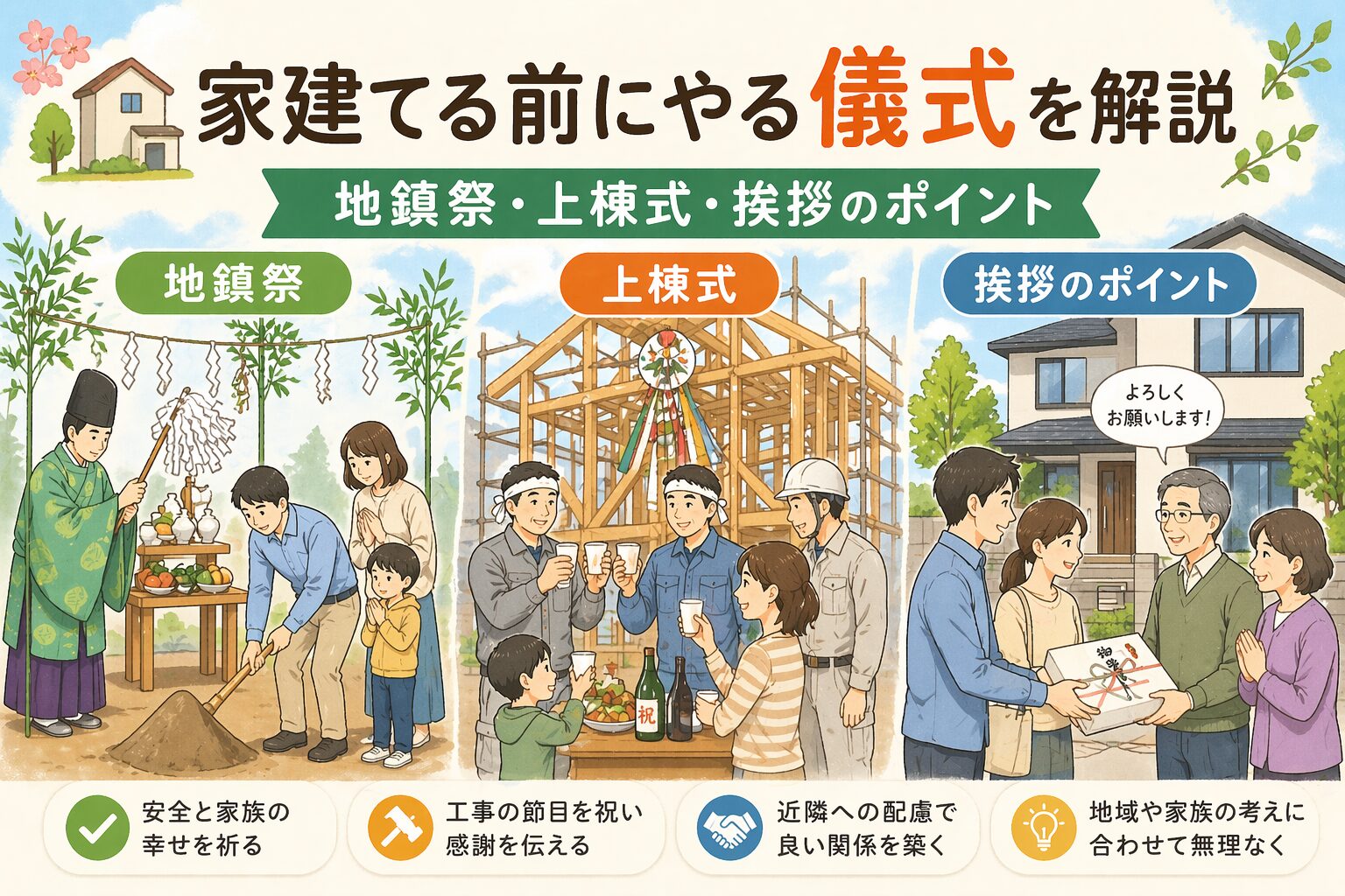 家建てる前にやる儀式を解説 地鎮祭・上棟式・挨拶のポイント