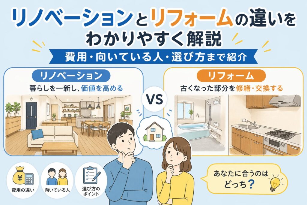 リノベーションとリフォームの違いをわかりやすく解説｜費用・向いている人・選び方まで紹介