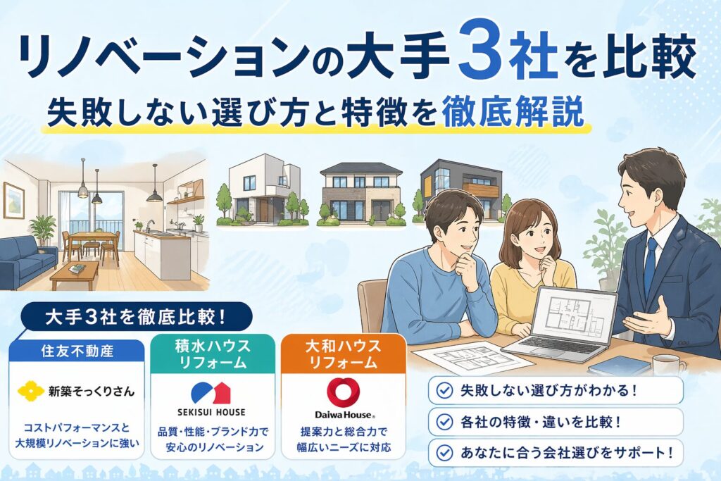リノベーションの大手3社を比較｜失敗しない選び方と特徴を徹底解説