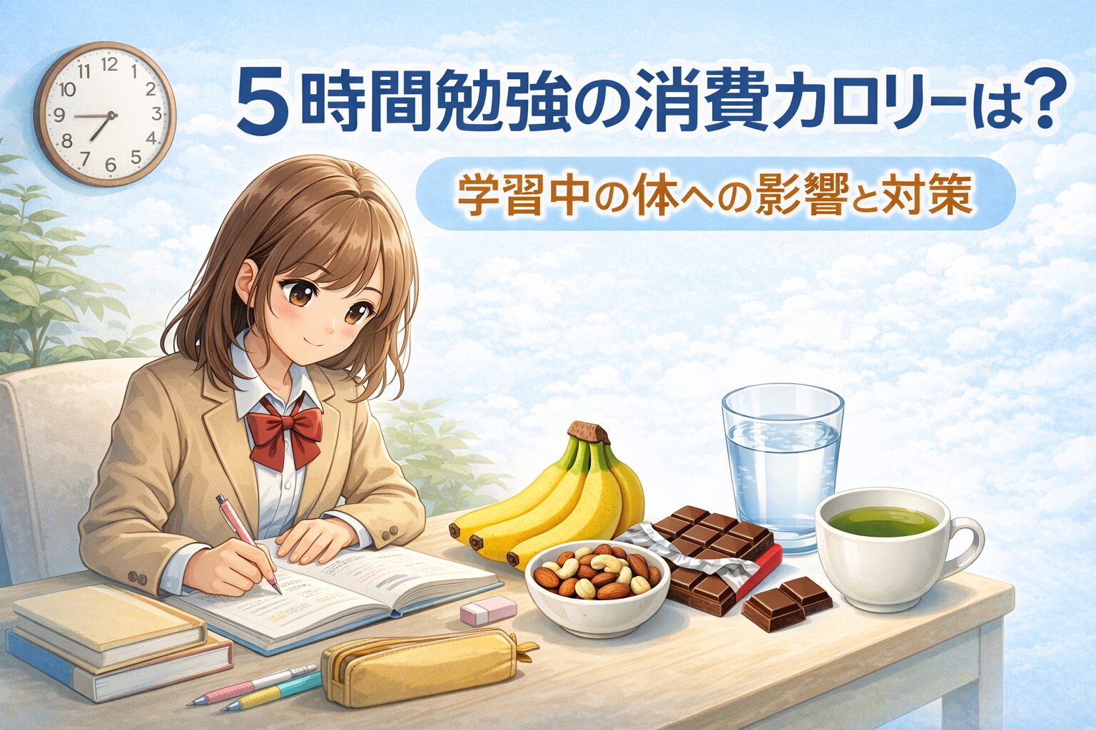5時間勉強の消費カロリーは？学習中の体への影響と対策