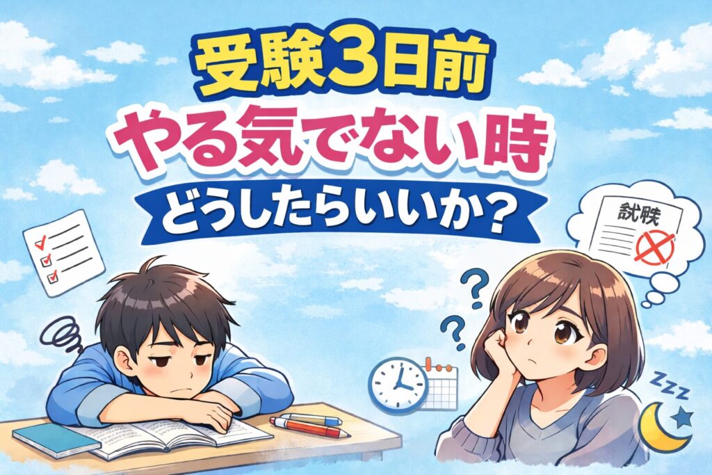 受験3日前やる気でない時どうしたらいいか？