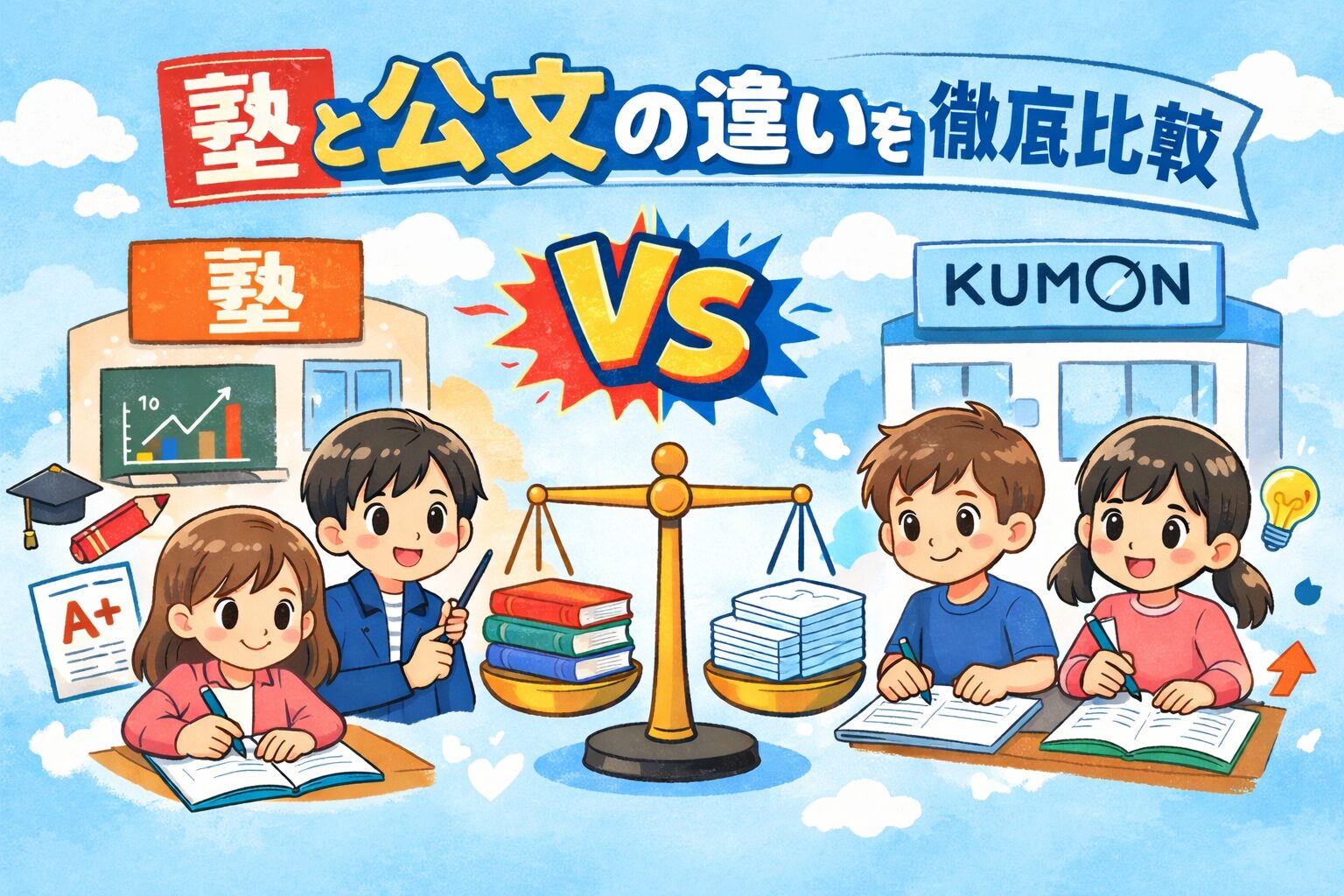 塾と公文の違いを徹底比較