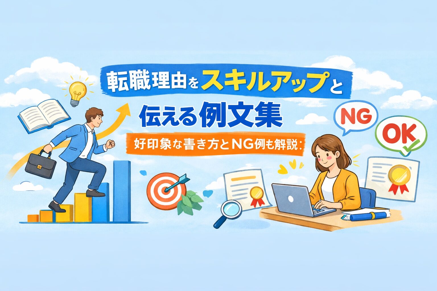 転職理由をスキルアップと伝える例文集｜好印象な書き方とNG例も解説
